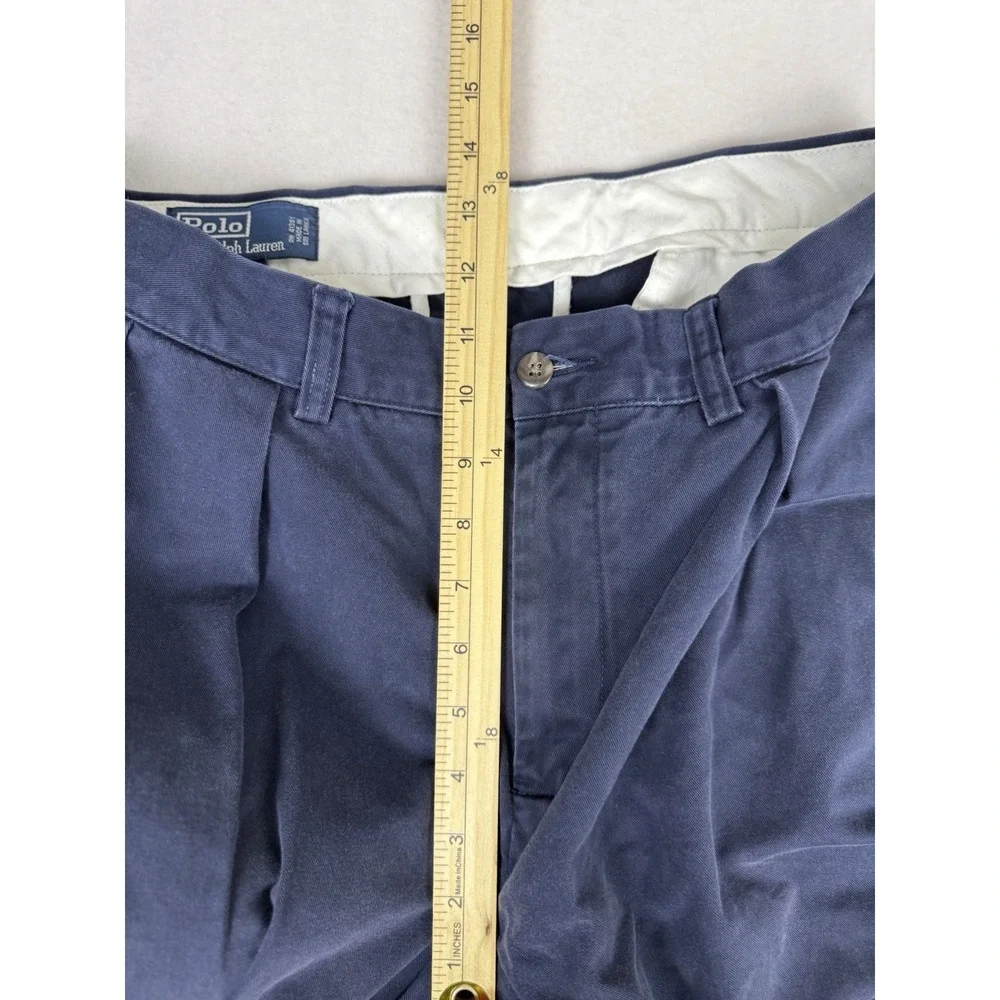 Polo Ralph Lauren Pants Mens 32x30‎ Blue Ethan Cotton Chino Pleated Casual